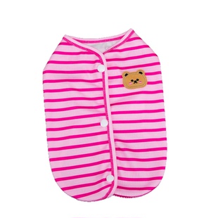 宠物狗狗猫咪衣服薄款春夏装背心泰迪比熊小型犬韩系条纹背扣马甲