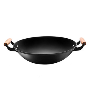 陆川铸铁锅铁人官方旗舰双耳老式炒菜锅家用不粘锅燃气灶电磁炉