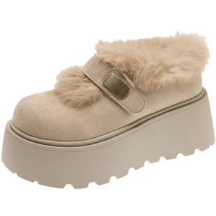 巨好看雪地靴女款2025新款冬季加绒女鞋厚底玛丽珍毛毛鞋勃肯棉鞋