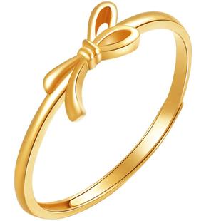 明牌珠宝黄金戒指t足金蝴蝶结活口时尚女戒送女友AFM0102 计价