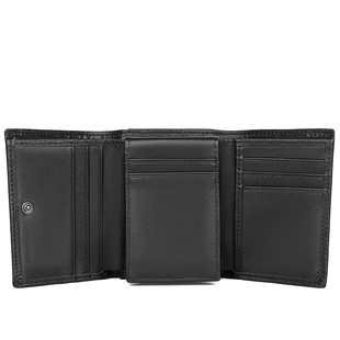 商务真皮男士头层牛皮钱包黑色三折多卡位卡包皮夹美金夹零钱包