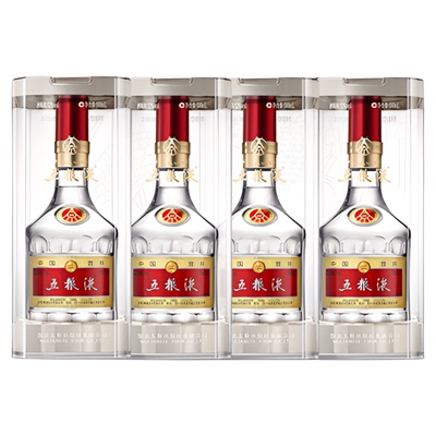 【官方自营】第八代五粮液52度500ml*4瓶普五浓香白酒正品礼赠