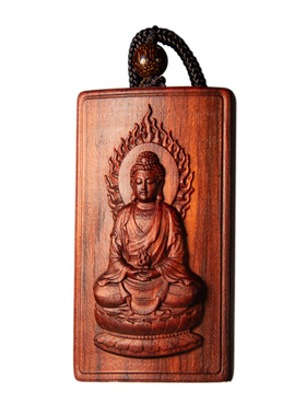 原创小叶紫檀木雕刻十二生肖本命佛八大守护神吊坠项链挂件新年款