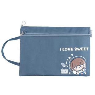 a4文件袋拉链式帆布双层防水小学生分科作业袋装试卷的文件袋定制可印logo孕妇产检文件收纳儿童补习补课书包