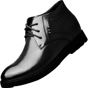 高哥增高男靴子高帮冬季新款棉鞋男士正装皮靴隐形内增高休闲鞋