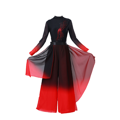 新款王行古典舞舞蹈飘逸秧歌中国民族扇子舞龙王练功演出服套装