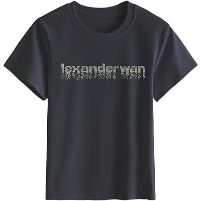 专柜正品字母镶钻短袖T恤女2026夏季新款纯棉上衣宽松显瘦体恤衫