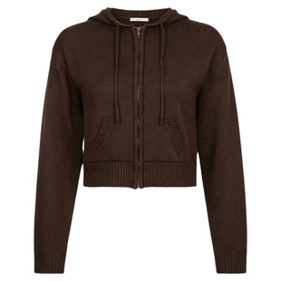 Knit hoodie with short kangaroo zip 短款袋鼠兜拉链款针织帽衫