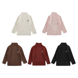 幼悠女童蝴蝶结刺绣高领打底毛衣修身款冬季蓬松绵软保暖抗寒上衣