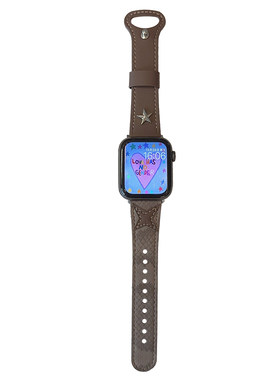 穿搭蛇纹皮革星星适用iwatch表带