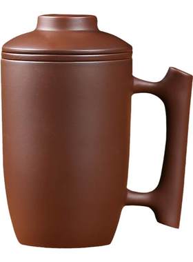 宜兴紫砂杯男士茶杯陶瓷带盖杯主人杯过滤单个泡茶杯家用办公茶杯
