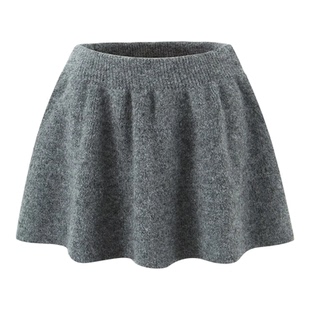 欧美风灰色针织半身裙女短款2025新款秋冬季高腰显瘦a字裙超短裙