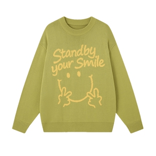 明星同款INXX Standby 趣味笑脸毛衣男休闲套头针织衫女