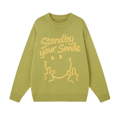 明星同款INXX Standby 趣味笑脸毛衣男休闲套头针织衫女