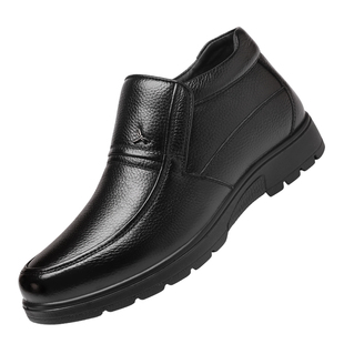 红蜻蜓男鞋冬季鞋子男士高帮休闲皮鞋男真皮加绒加厚棉鞋爸爸冬天