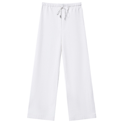 LANCY/朗姿2026夏季新款松弛感气质轻薄宽松白色阔腿百搭裤子女