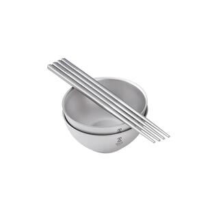 铠斯钛时代纯钛饭碗家庭健康餐具套装双层碗筷家居钛餐具结晶钛碗