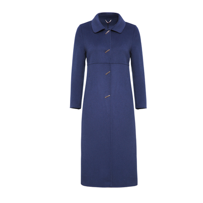 中长款修身方领单排扣毛呢大衣