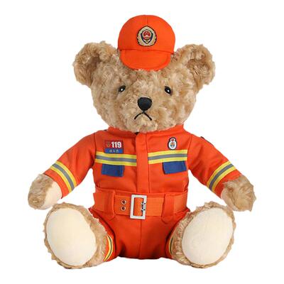蜀黍家消防小熊毛绒玩偶