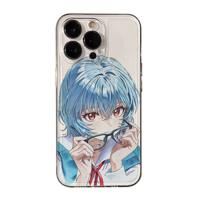 苹果16情侣手机壳软17ProMax眼镜Eva绫波丽s50一加13卡通华为Pura90透明iPhone14适用15Plus可爱12红米TURBO5