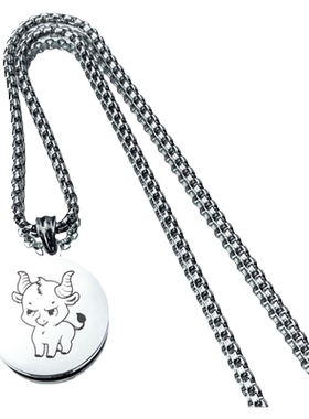 男女钛钢卡通动物12生肖项链时尚