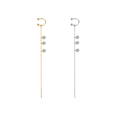 sanswood森吾《奇幻仙踪》灵动圆钻耳夹式耳线轻盈减龄耳饰 金/银