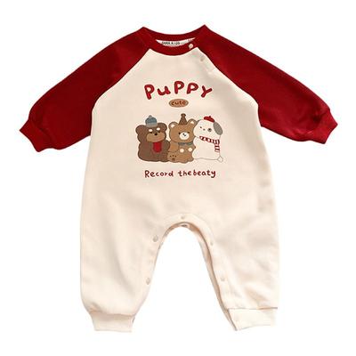 婴儿衣服男宝宝加绒冬装连体衣