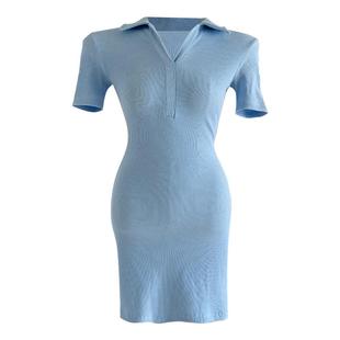 气质polo领修身显瘦包臀连衣裙收腰紧身性感2024夏装新款休闲短裙