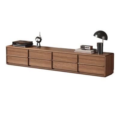 三梦骨骼线电视柜落地中古风小户型2025新款客厅胡桃实木电视机柜