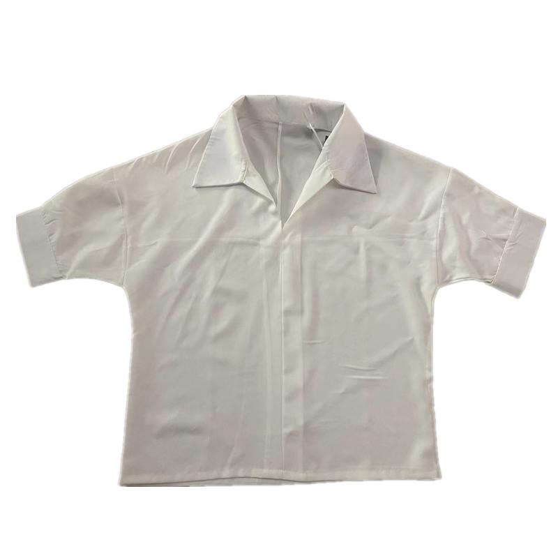 歐洲站春夏新款氣場(chǎng)強(qiáng)大干練氣質(zhì)女裝輕奢高級(jí)感POLO白色百搭襯衫