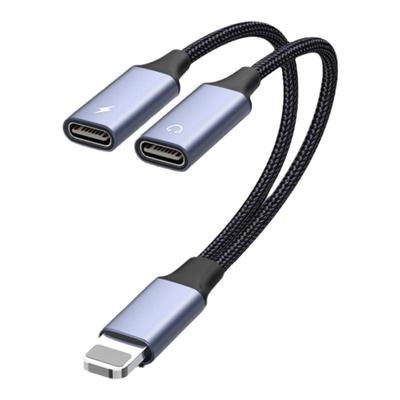 适用苹果转双Type-C充电加音频