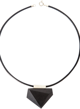 原创黑檀木不规则短款吊坠项链