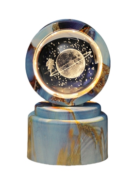 创意360°旋转水晶球小夜灯摆件