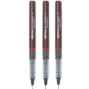 德国Rotring红环Tikky针管笔防水直液式绘图笔一次性0.1 0.2 0.5 0.3mm 制图笔走珠笔勾线笔美术建筑绘画工具