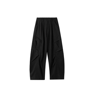 lemanism复古纯棉工装裤子男款潮牌直筒裤宽松情侣款拼接休闲裤女