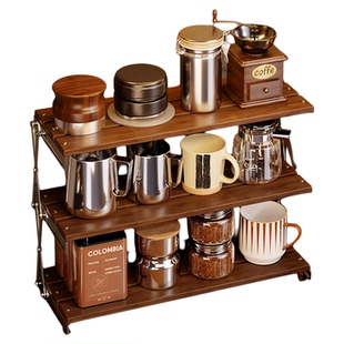 实木杯架桌面水杯架子茶杯咖啡杯户外折叠收纳整理架餐边柜置物架