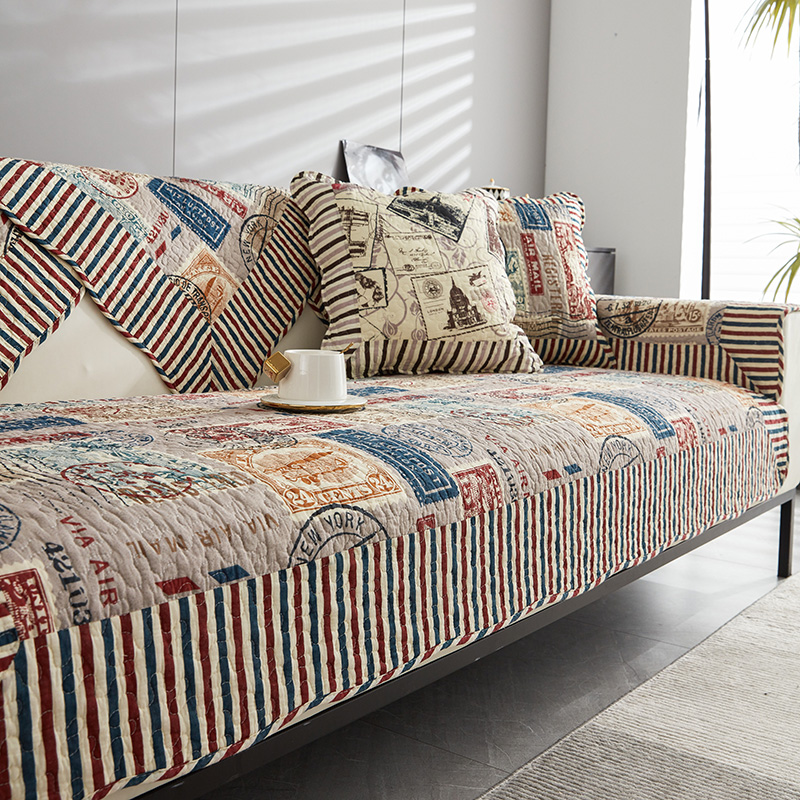 2024新款美式复古全棉沙发垫四季通用纯棉防滑沙发套罩坐垫盖布巾