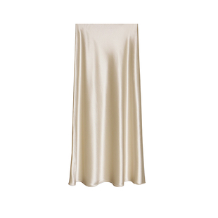 三醋酸缎面半身裙女 香槟金 短裙长裙 垂感显瘦新款鱼尾a字包臀裙