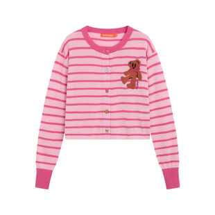 NOISY TEDDY26春季新款彩色扣子条纹女士圆领开衫针织衫时尚百搭