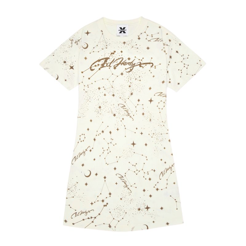 EDHARDY X女装连衣裙宽松连衣裙女款烫钻星空圆领T恤X2B2FA610337