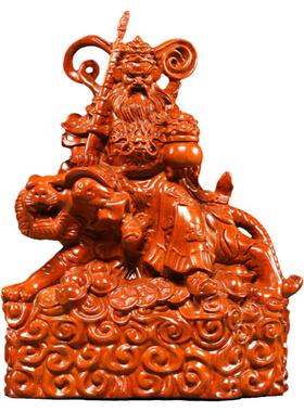 雕刻客厅赵公明神像摆件花梨玄关