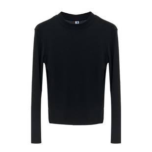 widelia陈姬儿内搭加绒半高领小立领白色打底衫女长袖上衣9585-1