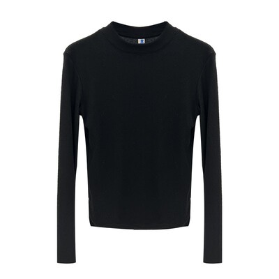 widelia陈姬儿内搭加绒半高领小立领白色打底衫女长袖上衣9585-1