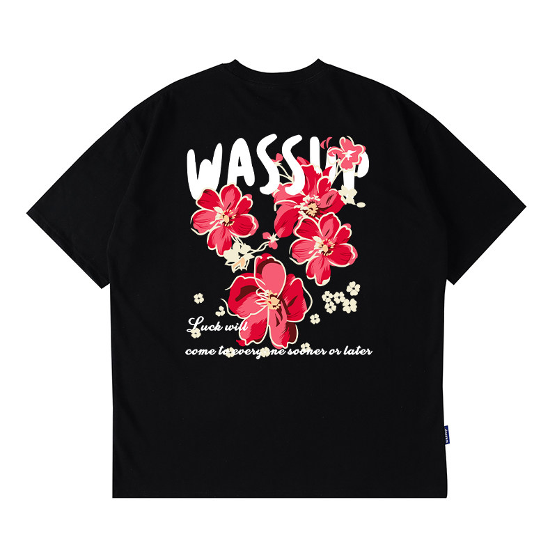 WASSUP茱萸花朵短袖T恤男夏季潮