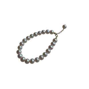 TYUSHA经典近圆天然强光淡水珍珠美产包金手链女可调节复古高级感