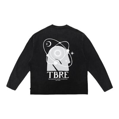 TBRE阿特拉斯水洗黑色长袖T恤