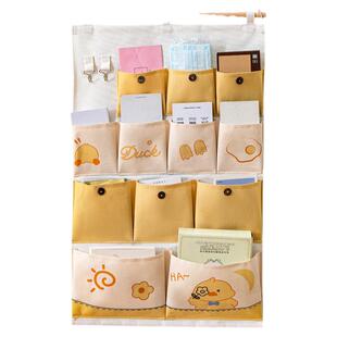 卡通布艺收纳挂袋墙挂式可爱床边多格置物袋宿舍门后大容量储物袋