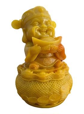 仿玉财神爷聚宝盆招财摆件