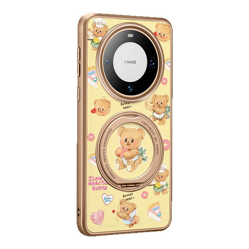 金色蛋糕黄油小熊适用华为mate70手机壳mate60pro卡通新年全包磁吸m70pro防摔带支架mate60本命年蛇Pro+新款