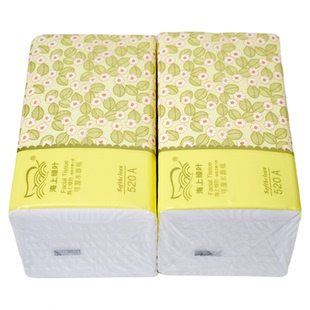 海上绿叶抽纸520张10提80包纸巾四边印花面巾纸可湿水餐巾纸整箱